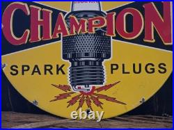 Vintage Champion Spark Plugs Porcelain Sign 1957. 12 Vintage Champion Spark Plugs Porcelain Sign 1957. 12
