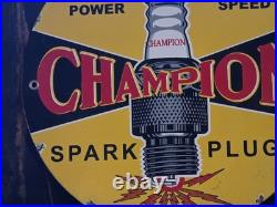 Vintage Champion Spark Plugs Porcelain Sign 1957. 12 Vintage Champion Spark Plugs Porcelain Sign 1957. 12