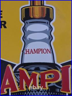 Vintage Champion Spark Plugs Porcelain Sign 1957. 12 Vintage Champion Spark Plugs Porcelain Sign 1957. 12