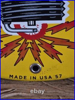 Vintage Champion Spark Plugs Porcelain Sign 1957. 12 Vintage Champion Spark Plugs Porcelain Sign 1957. 12