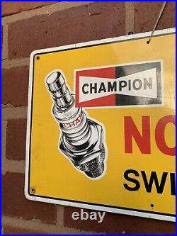 Vintage Champion Spark Plugs Tin Sign Advertising Automobilia Garage Oil