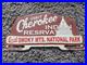 Vintage Cherokee Smokey Mountains National Park Porcelain License Plate Topper