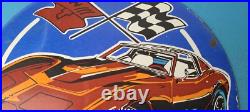 Vintage Chevrolet Corvette Porcelain Sign American Service Gas Oil Racing Sign Vintage Chevrolet Corvette Porcelain Sign American Service Gas Oil Racing Sign