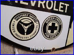 Vintage Chevrolet Porcelain Sign 30 Large Gas & Oil Aaa Highway Safety Truck Us