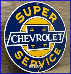 Vintage Chevrolet Porcelain Sign General Motors Dealership Gas Oil Ford Mopar