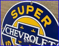 Vintage Chevrolet Porcelain Sign General Motors Dealership Gas Oil Ford Mopar