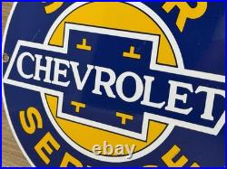 Vintage Chevrolet Porcelain Sign General Motors Dealership Gas Oil Ford Mopar