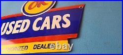 Vintage Chevrolet Porcelain Used Cars Gas Oil Service Authorized Dealership Sign