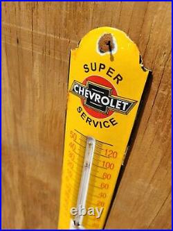 Vintage Chevrolet Thermometer Porcelain Sign Used Car Dealer Truck Sales Service