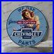 Vintage Chevrolet We Use Parts Porcelain Sign Gas Station Garge Advertising Oil