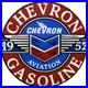 Vintage Chevron Gasoline Porcelain Sign Gas Station Pump Motor Oil Service