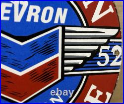Vintage Chevron Gasoline Porcelain Sign Gas Station Pump Motor Oil Service