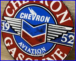 Vintage Chevron Gasoline Porcelain Sign Gas Station Pump Motor Oil Service