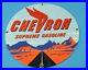 Vintage Chevron Gasoline Porcelain Supreme Gas Service Station Pump Plate Sign