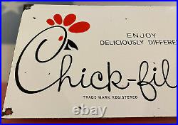 Vintage Chick-fil-a Porcelain Sign, Pump Plate, Oil, Grocery Store, Mcdonalds