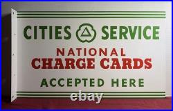 Vintage Cities Service 20 Double Sided Porcelain Sign Flange Gas Oil Gasoline