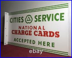 Vintage Cities Service 20 Double Sided Porcelain Sign Flange Gas Oil Gasoline