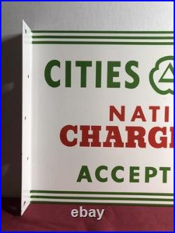 Vintage Cities Service 20 Double Sided Porcelain Sign Flange Gas Oil Gasoline