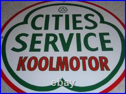Vintage Cities Service Koolmotor Gasoline 11 3/4 Porcelain Metal Gas Oil Sign
