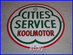 Vintage Cities Service Koolmotor Gasoline 11 3/4 Porcelain Metal Gas Oil Sign