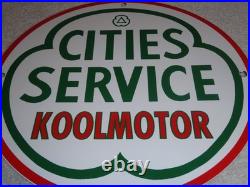 Vintage Cities Service Koolmotor Gasoline 11 3/4 Porcelain Metal Gas Oil Sign