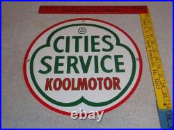 Vintage Cities Service Koolmotor Gasoline 11 3/4 Porcelain Metal Gas Oil Sign