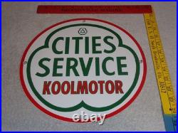 Vintage Cities Service Koolmotor Gasoline 11 3/4 Porcelain Metal Gas Oil Sign