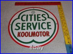 Vintage Cities Service Koolmotor Gasoline 11 3/4 Porcelain Metal Gas Oil Sign