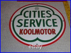 Vintage Cities Service Koolmotor Gasoline 11 3/4 Porcelain Metal Gas Oil Sign