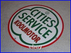 Vintage Cities Service Koolmotor Gasoline 11 3/4 Porcelain Metal Gas Oil Sign