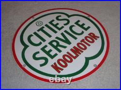 Vintage Cities Service Koolmotor Gasoline 11 3/4 Porcelain Metal Gas Oil Sign