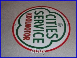 Vintage Cities Service Koolmotor Gasoline 11 3/4 Porcelain Metal Gas Oil Sign