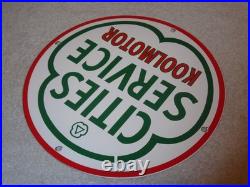 Vintage Cities Service Koolmotor Gasoline 11 3/4 Porcelain Metal Gas Oil Sign