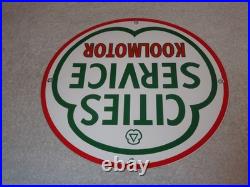 Vintage Cities Service Koolmotor Gasoline 11 3/4 Porcelain Metal Gas Oil Sign
