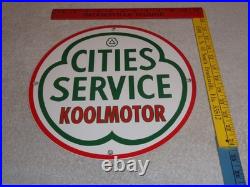 Vintage Cities Service Koolmotor Gasoline 11 3/4 Porcelain Metal Gas Oil Sign