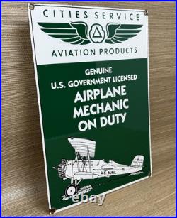 Vintage Cities Service Porcelain Sign Gasoline Gas Station Pump Plate Aviation Vintage Cities Service Porcelain Sign Gasoline Gas Station Pump Plate Aviation