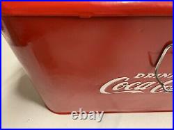 Vintage Coca-Cola Coke Metal Picnic Style Cooler GAS OIL SODA COLA 18 x 17 x 9
