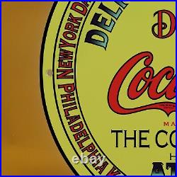 Vintage Coca Cola Porcelain Gas Soda Service Station Pump Plate Good Taste Sign