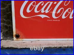 Vintage Coca Cola Porcelain Sign Old Coke Beverage Advertising Soda Pop Gas Oil