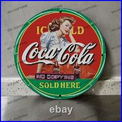 Vintage Coca Cola Porcelain Sign Soda Advertising Coke Marilyn Monroe Oil Gaso
