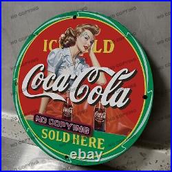 Vintage Coca Cola Porcelain Sign Soda Advertising Coke Marilyn Monroe Oil Gaso