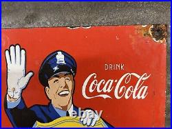 Vintage Coca Cola Porcelain Sign Soda Delivery Truck Ice Cola Pop Drink Gas Oil