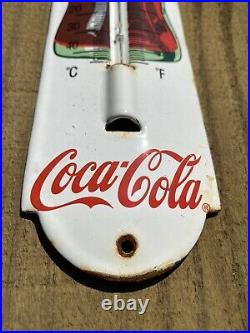 Vintage Coca Cola Porcelain Thermometer Metal Sign Coke Soda Pop Oil Gas Station