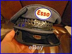 Vintage Collectible ESSO Oil Service Gas Station Attend Uniform Hat Cap Patch