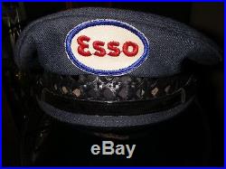 Vintage Collectible ESSO Oil Service Gas Station Attend Uniform Hat Cap Patch