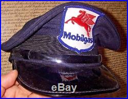 Vintage Collectible Mobil Oil Service Gas Station Attend Uniform Hat Cap Patch