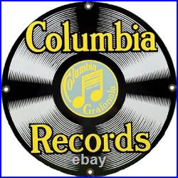 Vintage Columbia Records Porcelain Sign Record Player Gramophone Gas Oil Rca
