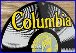 Vintage Columbia Records Porcelain Sign Record Player Gramophone Gas Oil Rca
