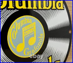 Vintage Columbia Records Porcelain Sign Record Player Gramophone Gas Oil Rca