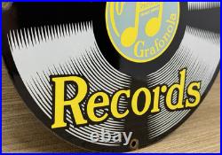 Vintage Columbia Records Porcelain Sign Record Player Gramophone Gas Oil Rca